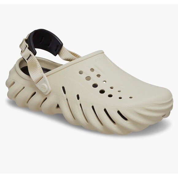Crocs Echo Clog Bone / Black 207937-2YJ Men’s Size 13 Utility Clogs New - Picture 1 of 8